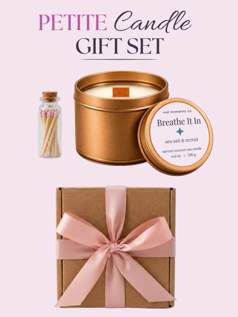 Breathe It In Candle, Sea Salt & Orchid, Self Care Candle Petite Gift Set